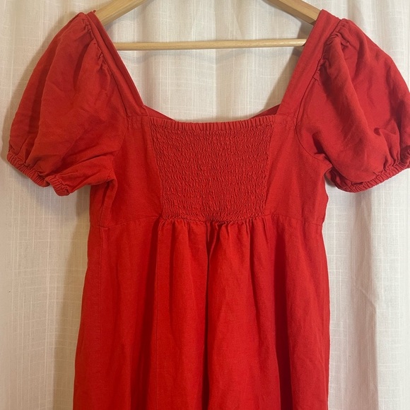Primark Cotton Sweetheart Red Midi Dress Size S - Picture 8 of 8